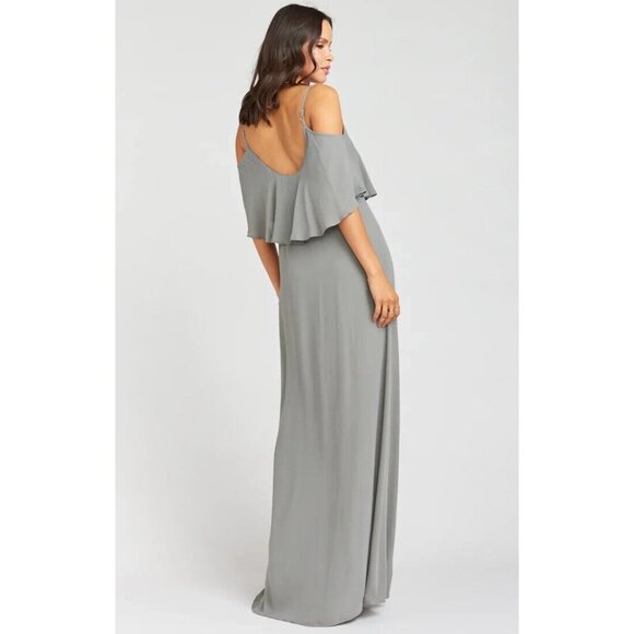 Show Me Your MuMu Womens Caitlin Ruffle Maxi Dress Blue Size Large‎ New - Picture 9 of 9